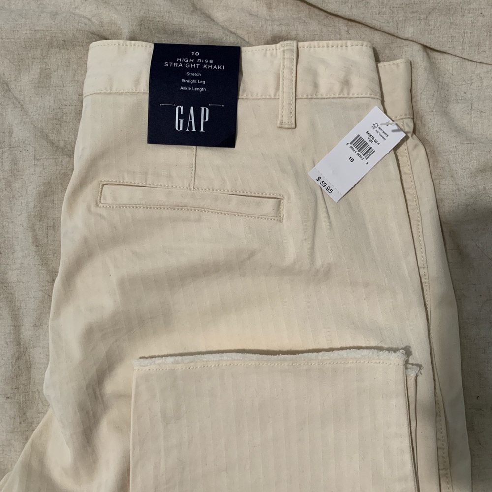 Lightly striped khaki pants